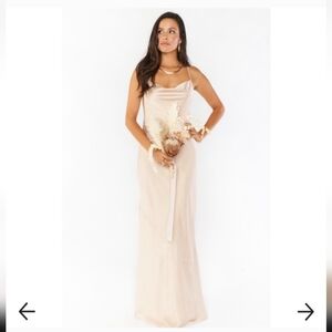 Show Me Your Mumu Tuscany Maxi Slip Dress Champagne Luxe Satin XS Bridesmaid